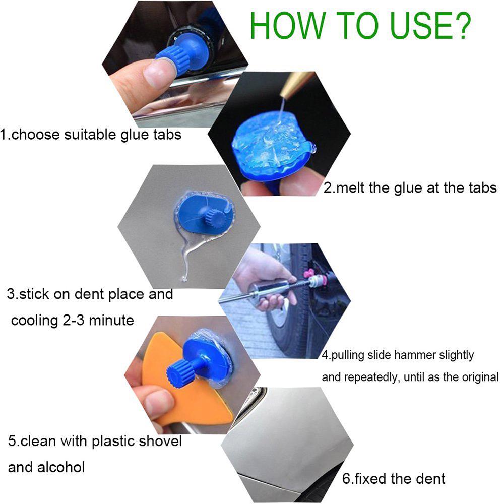 Набор съемников для ремонта вмятин без покраски, инструменты для ремонта вмятин автомобиля, молоток с Т-образным стержнем + 18 шт., выступы для съемника клея