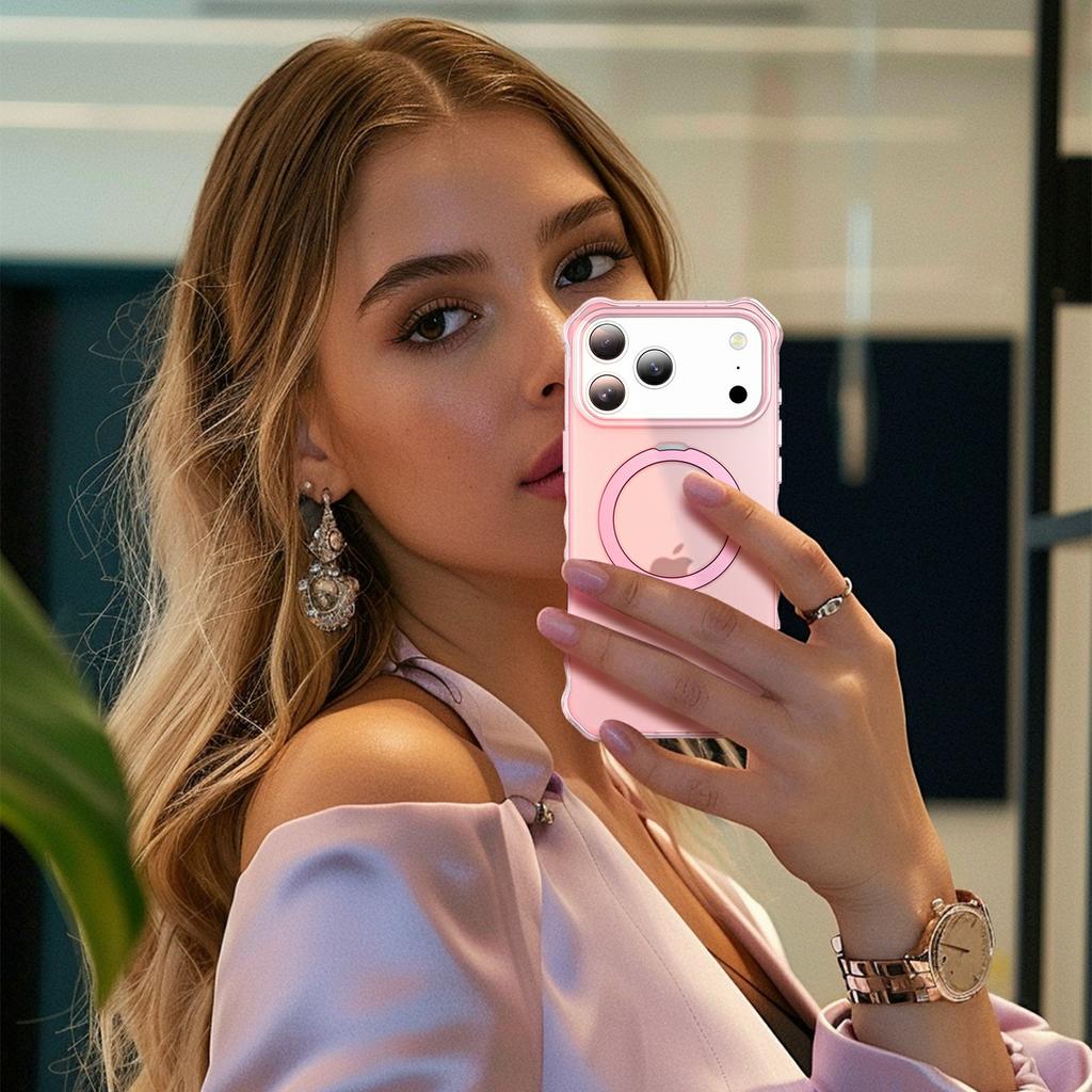 For iPhone 17 Pro Max Case Compatible with MagSafe Matte Kickstand Hybrid Phone Cover Small Wavy Edge