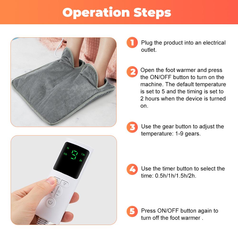 Электрическая грелка для ног Моющаяся грелка для ног Обогреватель Дом Мягкий плюшевый Теплое одеяло Теплая грелка для ног Дом Офис Спальня