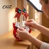 Decorative Goose Bow Necklace Christmas Cute Desk Outfits, 7 Inch Mini Wreath Clothes with Decorations for Home Tie Headwear And Faux Pearl Necklace,