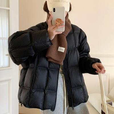 Зимняя пуховая куртка женская Пушитая куртка-пуховик женская Утепленная Теплая Оверсайз Воротник-стойка Короткое Повседневное пальто из белого утиного пуха