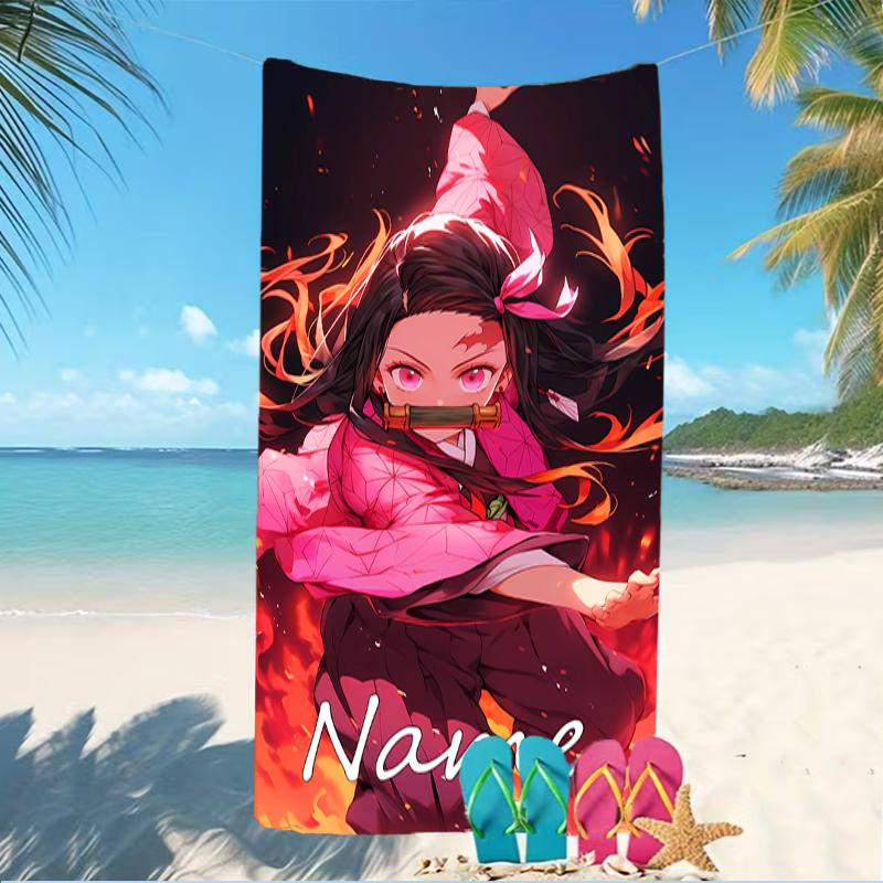 Customizable personalized beach towels Demon Slayer Nezuko themed designs.Suitable for the beach, yoga, sports;ideal as beach accessories