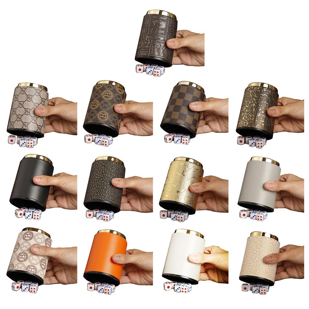 Контейнер для встряхивания кубиков с набором из 6 кубиков для настольной игры, чашка для кубиков из искусственной кожи, прочная, удобная для рук