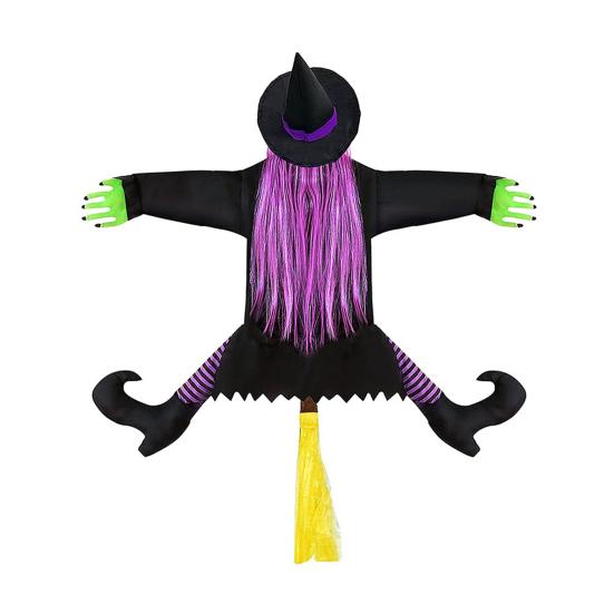 Large Crashing Witch Into Tree Halloween Decoration Outside Flying Witch Hitting Tree Prop for Outdoor Yard Garden Lawn Front Porch Decor