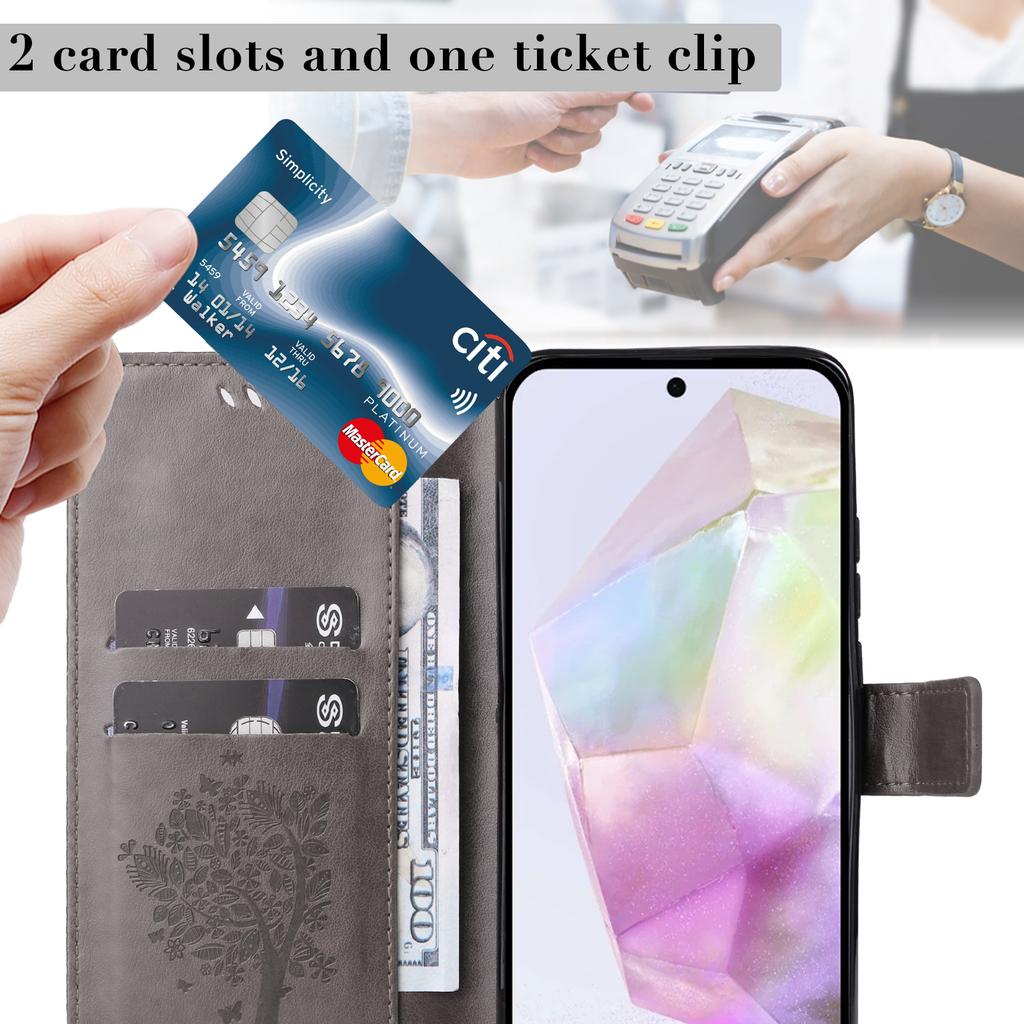 For Samsung Galaxy A56 5G Phone Case with Stand Cat Tree Pattern Leather Wallet Mobile Cover