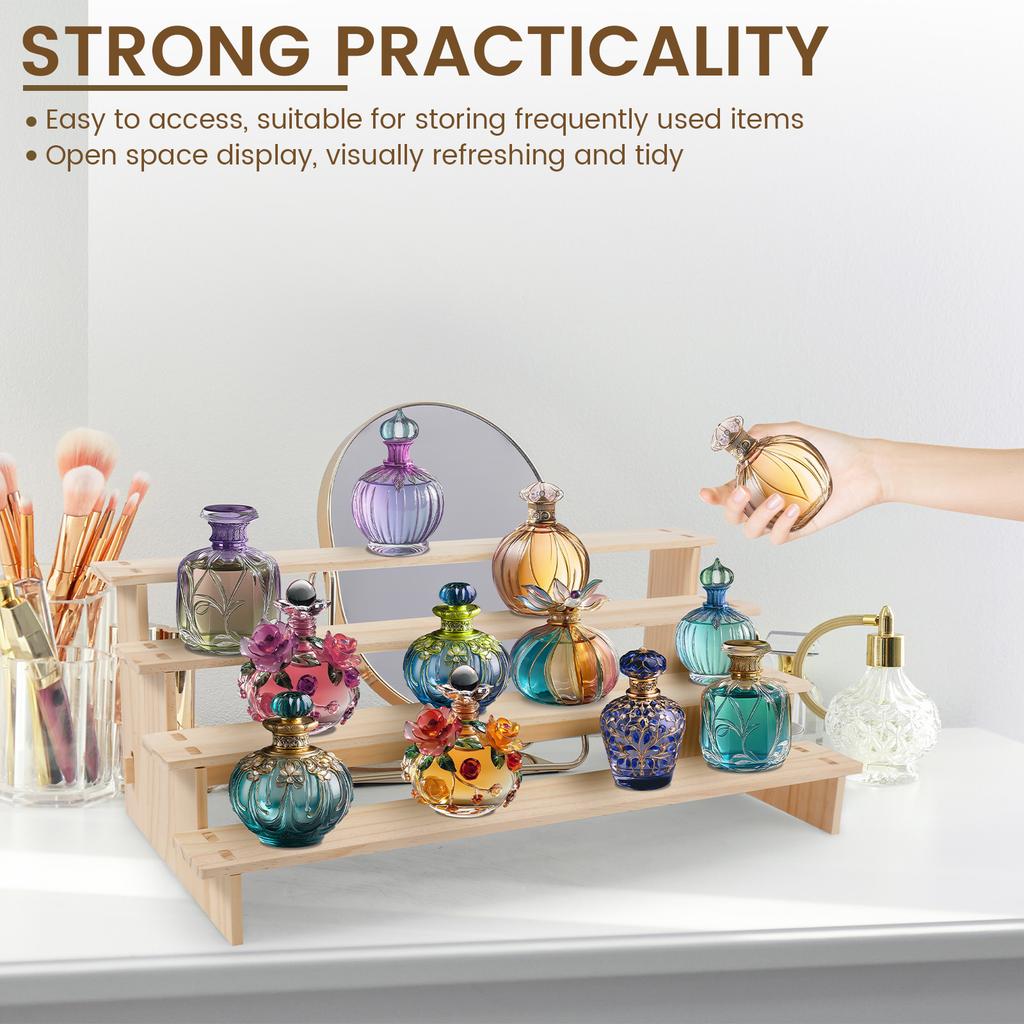 Большая деревянная подставка-райзер для дисплея, подставка-лестница для кукол, фигурок, игрушек, витрина, полка для организации макияжа, парфюмерии, приправ