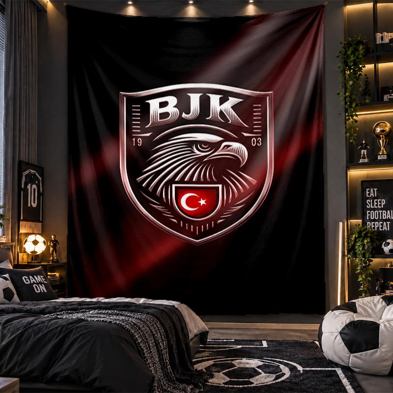 Wall Hanging Tapestry Beşiktaş FC Print Cloth for Living Room Bedroom Home Decor