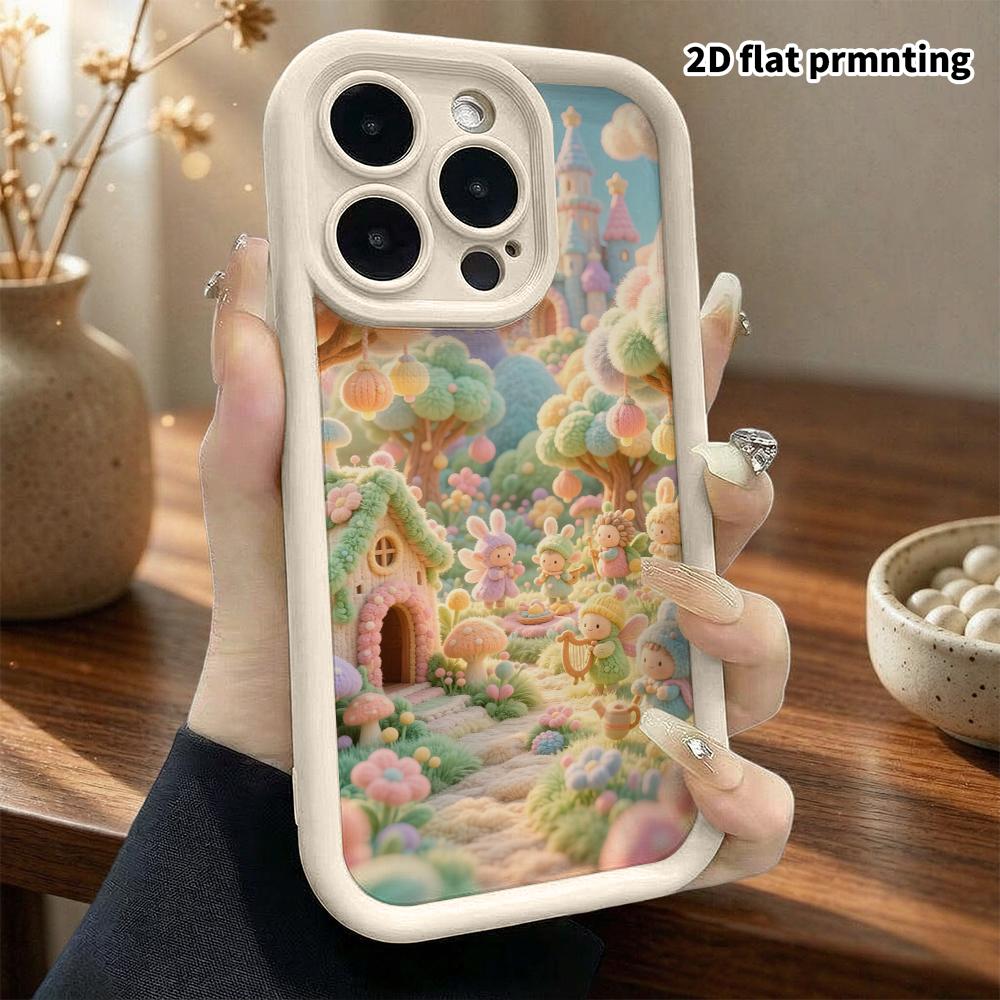 Чехол для телефона: 2D плоский, подходит для защитного чехла iPhone 18, 17, 16, 15, 14, 13, 12 Pro, Город Эльфов, идеальный подарок на Рождество и Хэллоуин