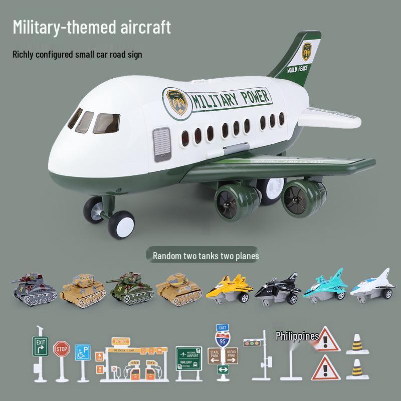 Extra Large Inertial Airplane Toy with Lights & Music - Educational Storage Set for Kids