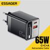 Зарядное устройство Essager 65W GaN с выдвижным кабелем PD Быстрая зарядка для ноутбука Macbook iPhone 16 15 14 Xiaomi Зарядное устройство для телефона Type-C