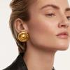 Jiedin Европейские и американские из нержавеющей стали 18K золотая нержавеющая сталь гладкая поверхность ретро простые универсальные круглые серьги серьги