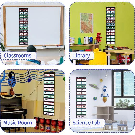 Ширина 10 дюймов x Высота 48,25 дюйма Карманная таблица со словами для класса с 12 прозрачными карманами, Черная стандартная карманная таблица для класса и дома для полосок с предложениями, Reble