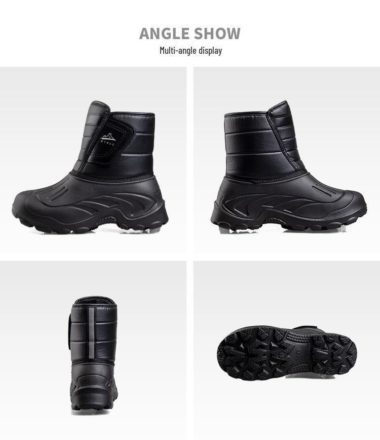 Men's Winter Non-Slip Ice Fishing Boots - Thick, Warm, Short Tube Cotton Snow Shoes