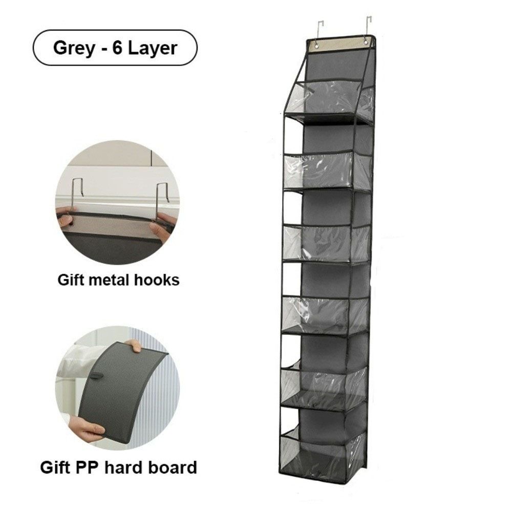 Solid Color Storage Hanging Bag Six Compartments Bag Organizer Toy Snack Storage Bag  Closet