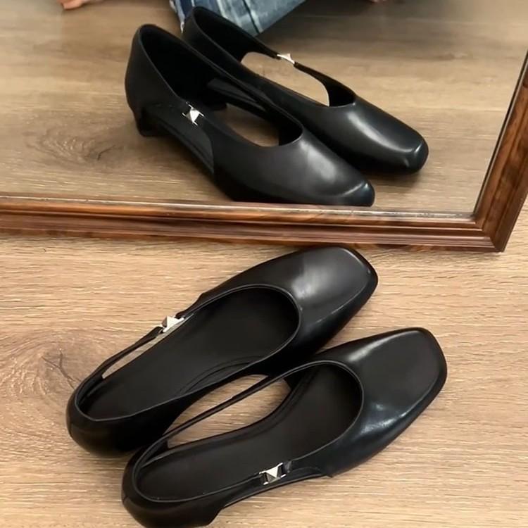 Sheepskin version~ shallow hollow sandals women's summer wear versatile casual commuting Mary Jane shoes breathable single shoes women