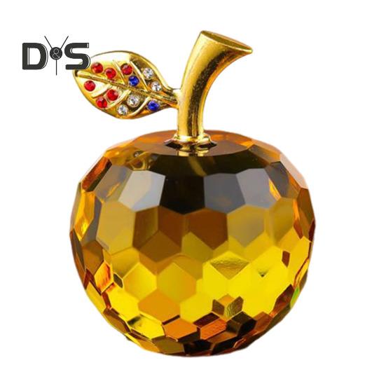 Стеклянные яблоки, фигурка, искусственный хрустальный фрукт, украшение, коллекционные полупрозрачные яблоки, украшение для домашнего офиса, приборной панели автомобиля
