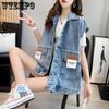Cowboy Vest Jacket Female Loose Korean Version of The Student Spring and Summer Autumn Hundred Take Vest Cardigan Can Shoulder Horse Clip