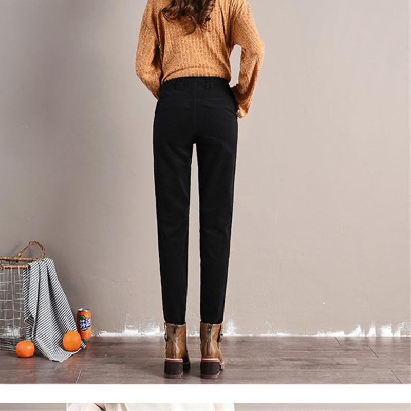 Осень-зима, новые вельветовые брюки для отдыха, теплые тонкие винтажные брюки с высокой талией, женские брюки, вельветовые толстые бархатные брюки, женские брюки-карандаш