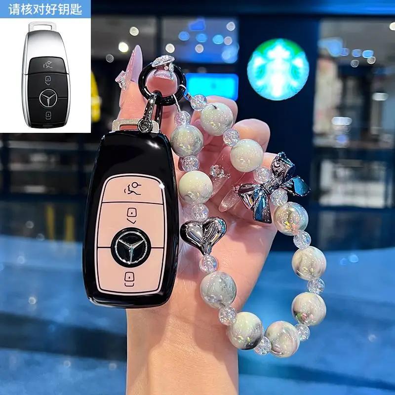 TGM3 Female Key Case for Mercedes Benz CLS CLA GL R SLK AMG A B C S Class 3 Button Remote Car Key Cover Holder Keychain Accessories