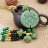 Home Green Jade Pendant Keychain Fortune Amulet Lucky Pendant Handwork Natural Obsidian Pendant