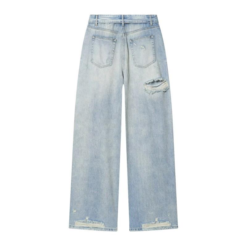 RZ Handmade Womens Classic Versatile Mid-Rise Cuffed Straight Leg Jeans 525