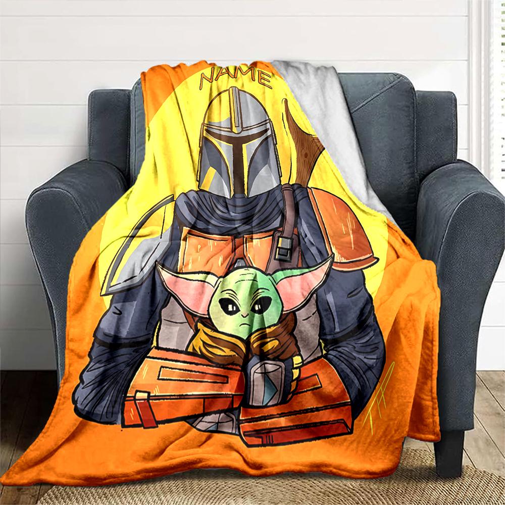 Customiz Name Personality Yoda Blanket Soft &Warm Sofa Office Bed Travel Lunch Break Blanket, Gift Suitable All Seasons
