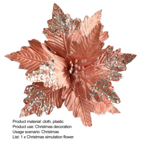 Искусственный Рождественский Цветок Реалистичный Вид Создает Атмосферу Яркий Цвет Блестящая Поверхность Рождественское Украшение Рождество Многоразовый Глиттер Рождественский Искусственный