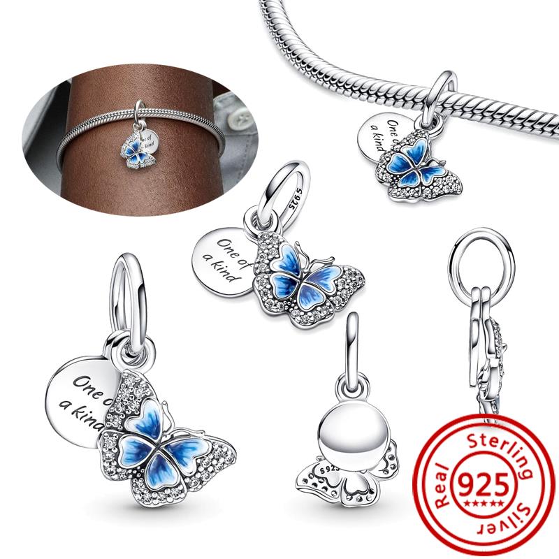 925 медь Пчела Гусеница Бабочка Стрекоза Божья коровка Четырехлистный клевер Шармы-талисманы Подходят для браслета Pantaro Изысканный циркон Подарок