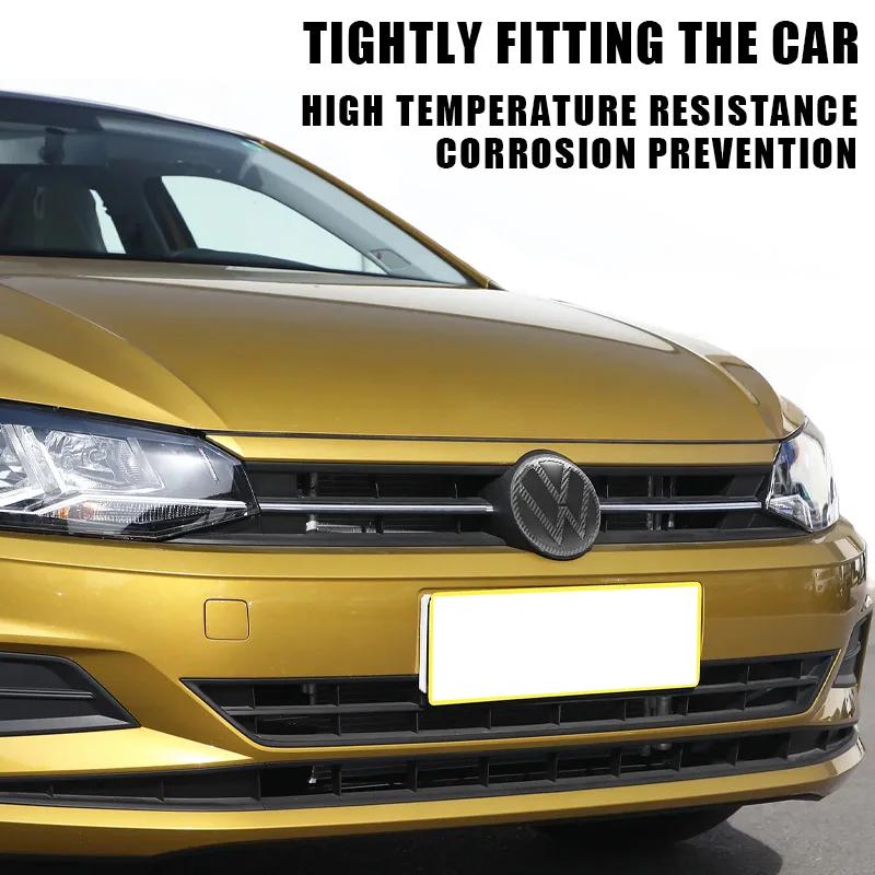 YKPSC1 139mm 110mm VW Logo ABS Emblem Car Hood Front Grill Rear Trunk Badge Accessory For Volkswagen Polo 2019 2020 2021 2022 2023 2024