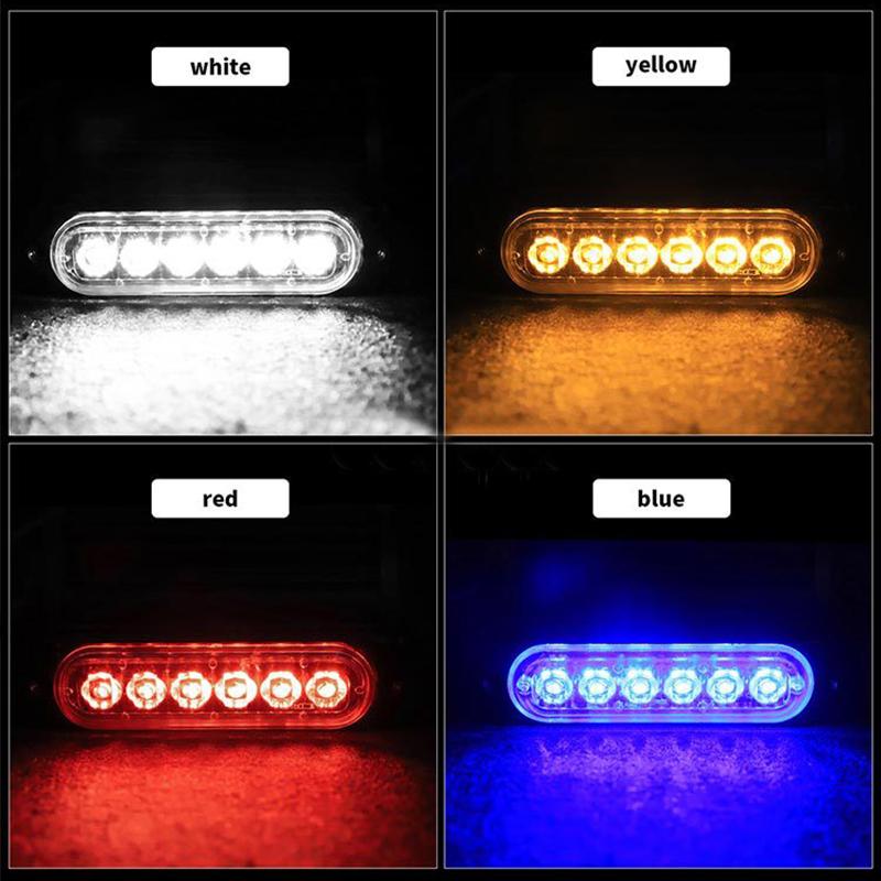 1PC 6 LED Car Warning Light Breakdown Emergency Light Police Lights 12V 12smd LED Constant Warning Light Trailer Rear Side Lamp