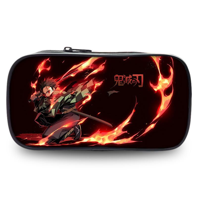 Large Capacity Demon Slayer Pen Bag Stylish Oxford Fabric Stationery Pouch