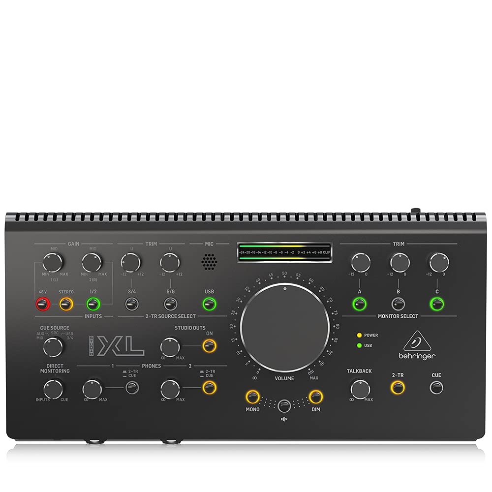 Behringer 2x4 USB Audio Interface 192kHz Compatible MIDAS Mic Preamp Talkback Microphone Studio Controller VCA Control STUDIO XL BLACK Built-in