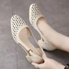 Fashion Leather Sandals For Women With Medium Heels Footwear Summer 2024 Ladies Shoes Office Work Square Vintage Vip Stylish Offer