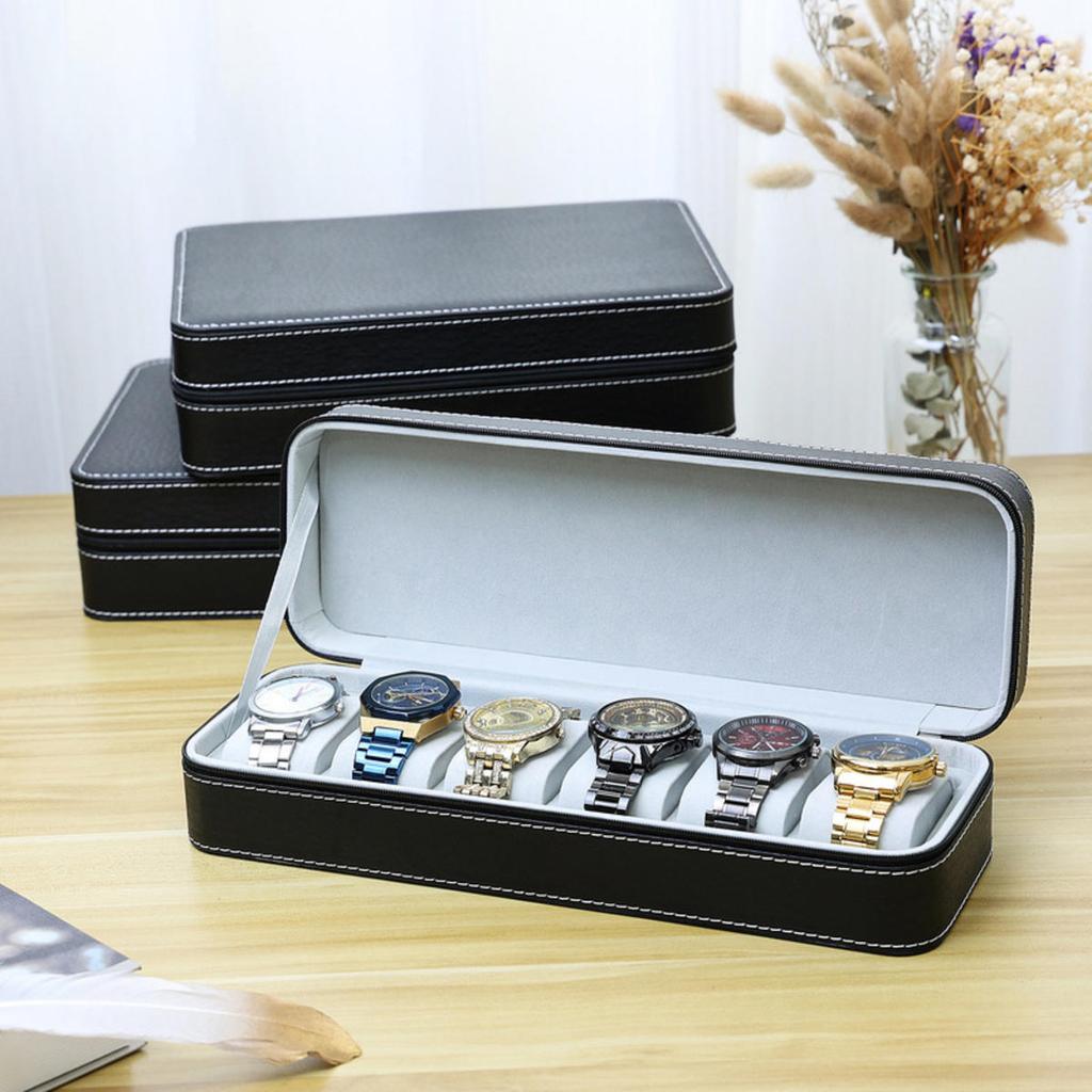 Multiple Slots Classic Style Portable Storage Bag For Watch Protection Zipper Watch Box For Home Storage Holiday Gift