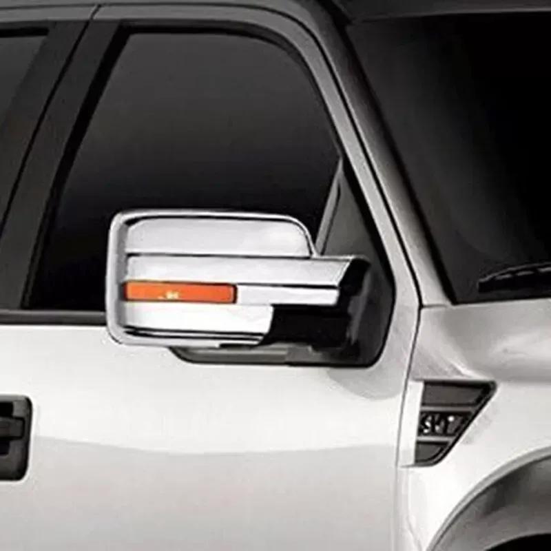 For Ford F150 2009 2010 2011 2012 2013 2014 ABS Rearview Side Mirror Cover Wing Cap Exterior Door Housing Trim Adhesive Sticker
