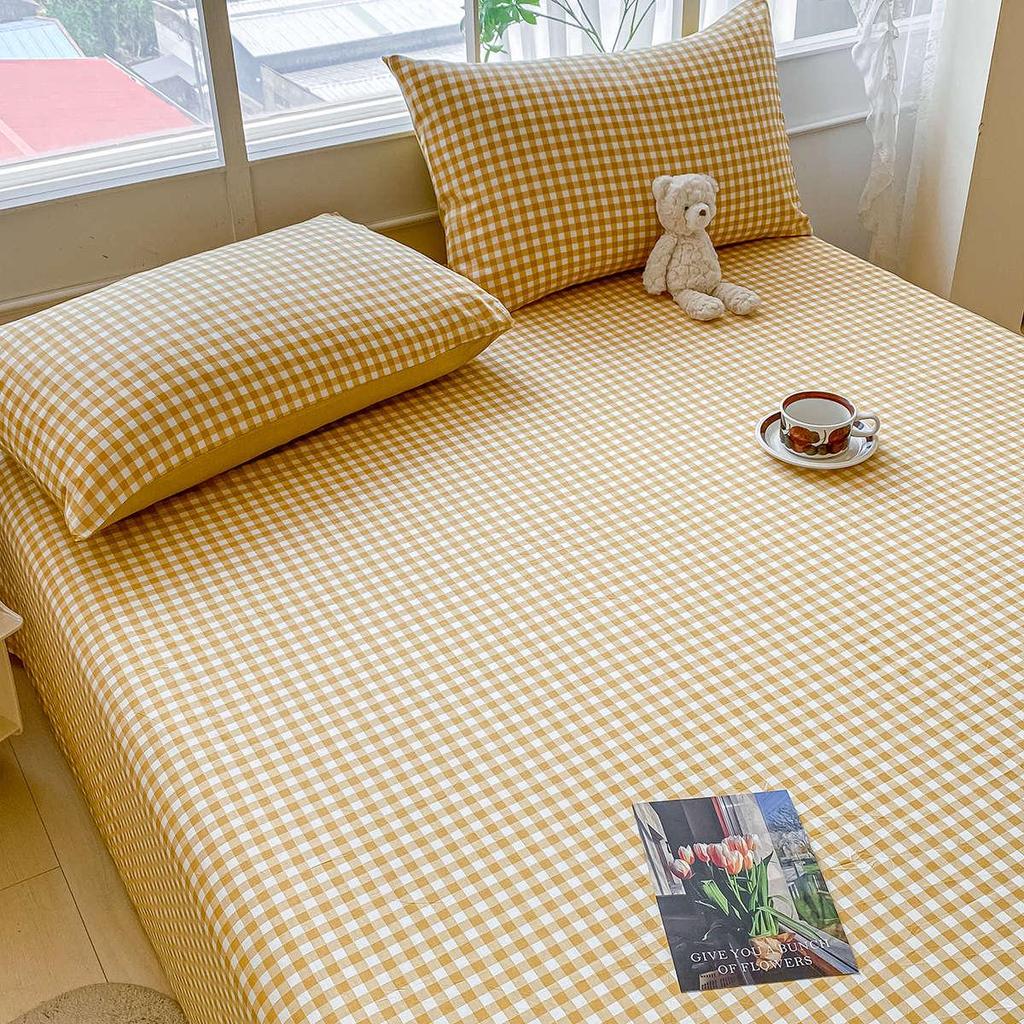 Комплект постельного белья из чистого хлопка, три предмета - Грубая ткань, на резинке, Подходит для общежитий и младенцев