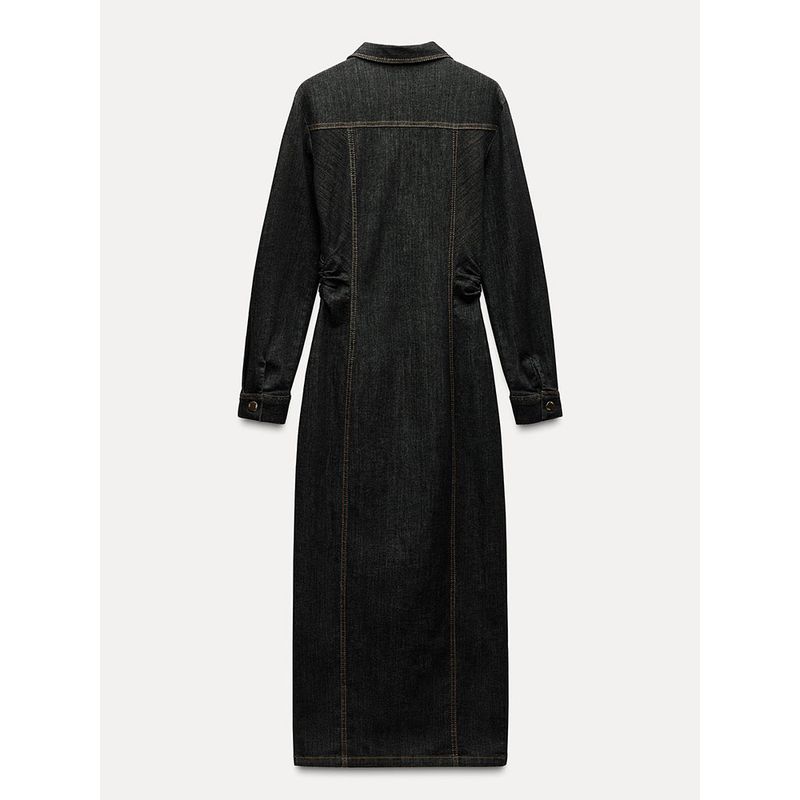 Za2025 Spring New Women's Clothing Simple Graceful All-Matching Jeans Long Sleeves Long Midi Skirt Dress 2270576