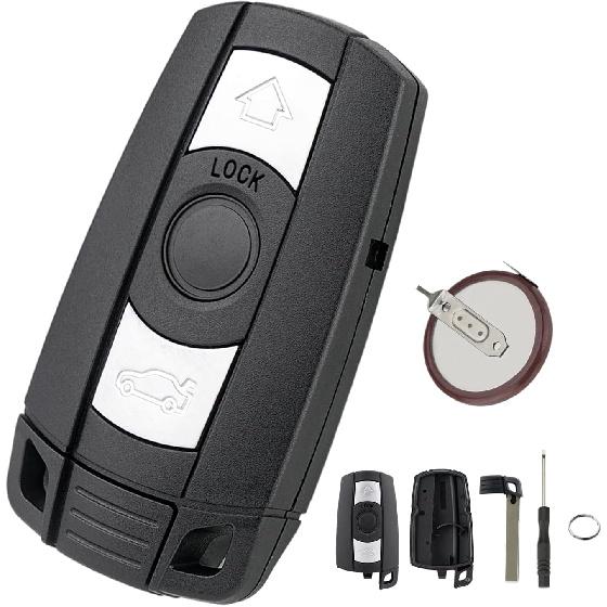 car Key Shell for BMW E87 E81 E90 E71 E53 E60 E61 E64 E70 E84 E89 E90 E91 E92 E93 BMW Key Case with Screwdriver and Keyring, and VL Battery (Rear