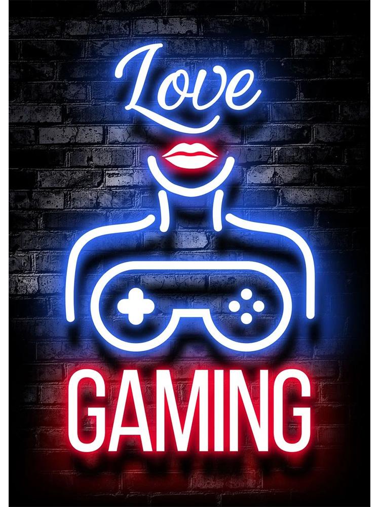 Современный неоновый эффект, плакат для игровой комнаты, игровой геймер, принты, картина на холсте, настенная художественная картина для детей, декор игровой комнаты для мальчиков, подарок