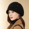 Big Head Circumference Woolen Hat for Women with A Small Face Thick Velve Warm Knit Hat Stylish Plush Beret