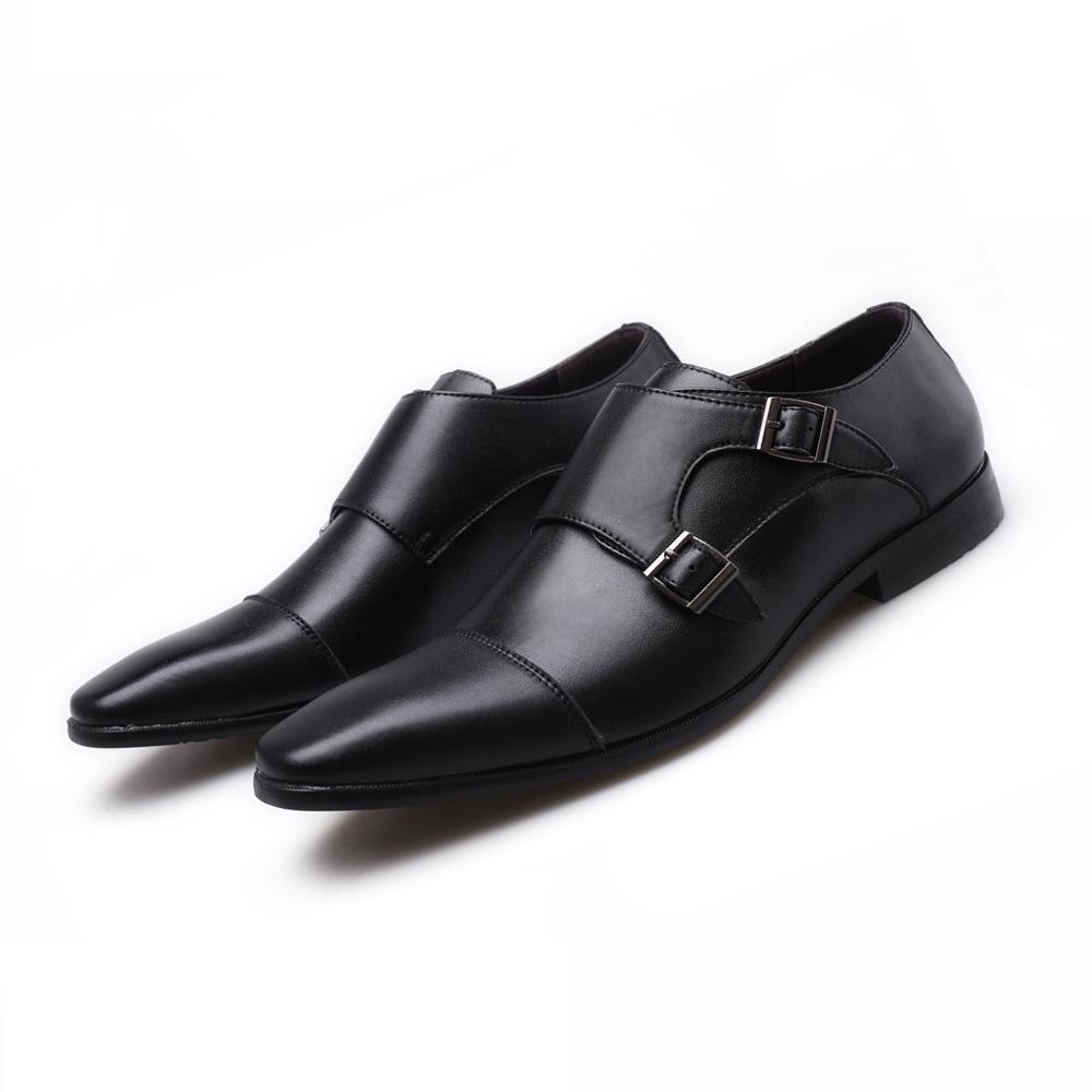Men Dress Shoes Low Heel Retro Casual Double Buckle Shoes Wedding Shoes for Men