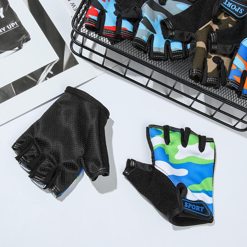 Non-slip Cycling Child Bicycle Gloves Half Finger Mittens Children's Bike Gloves Camouflage