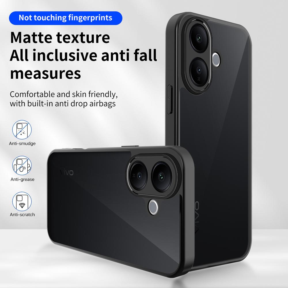 KEYSION Матовый полупрозрачный черный чехол для телефона VIVO V60 Lite 5G Мягкий силикон+ПК Прозрачная противоударная задняя крышка для IQOO Z10R 5G