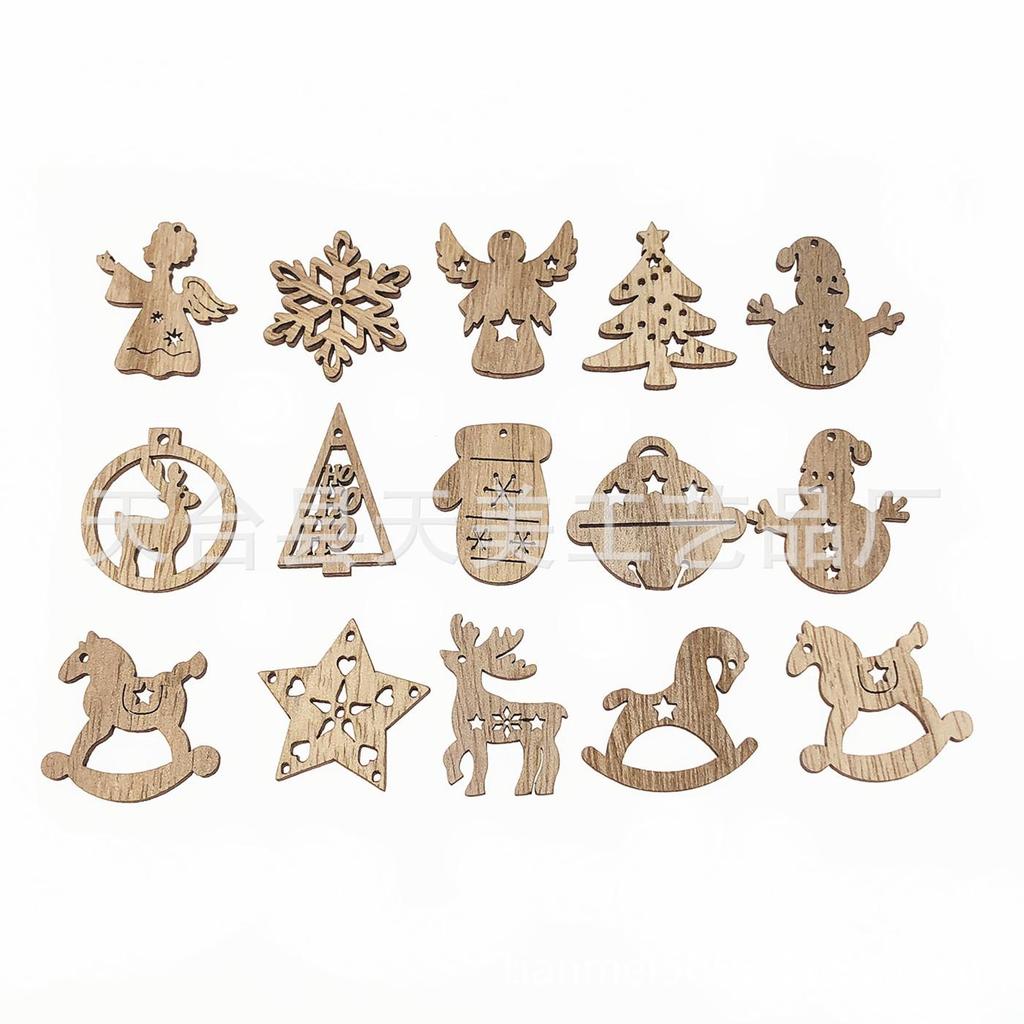 Рождественское украшение ручной работы из деревянной щепы «Ангел» и «Снеговик»