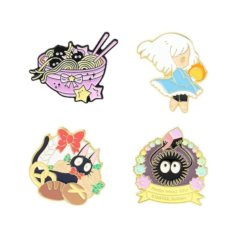 Creative Japanese Cartoon Girl Ramen Shaped Alloy Enamel Pin Brooch For Unique Fashion Accessories