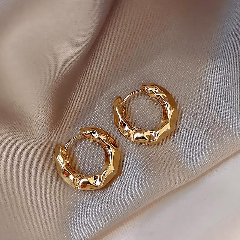 Винтажные крутые толстые металлические серьги-кольца с нерегулярной волной, серьги с лаконичной геометрией для женщин и девочек, ювелирные изделия в стиле хип-хоп
