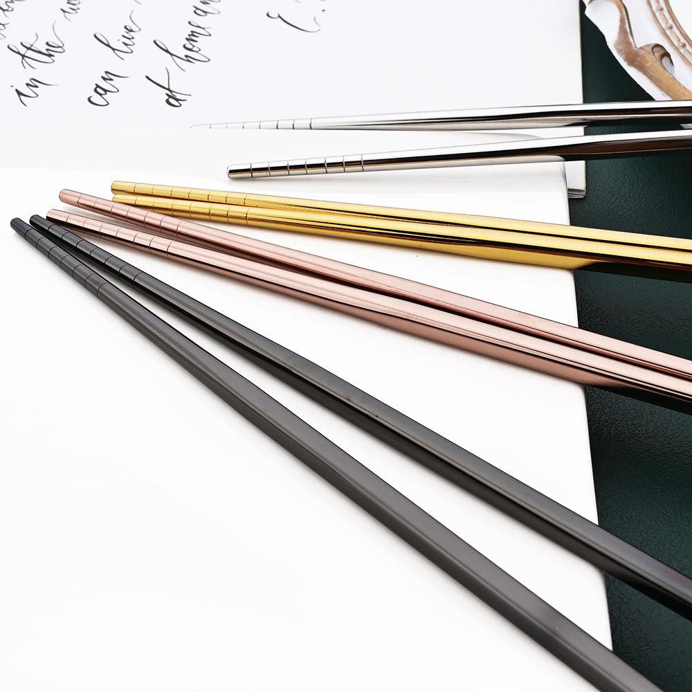 Джанкнг Вестерн, 6 комплектов ( 12 шт. ) Черная посуда из нержавеющей стали 304, посуда, ложки с длинной ручкой, палочки для еды, металлический корейский набор столового серебра