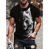 Fashion Men's Round Neck Short Sleeve T-shirt 3D Printed Colorful Hidden Wolf Tee Men's Casual Sport Short Sleeve Streetwear Top
