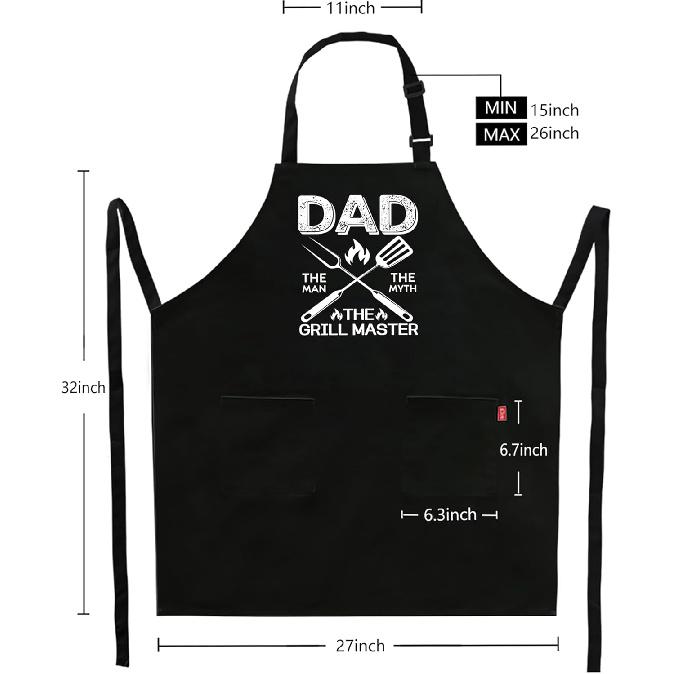 Kaidouma Grill Aprons for Men Dad - Mens Funny Chef Cooking Grilling BBQ Apron with 2 Pockets - Father's Day Apron for Dad