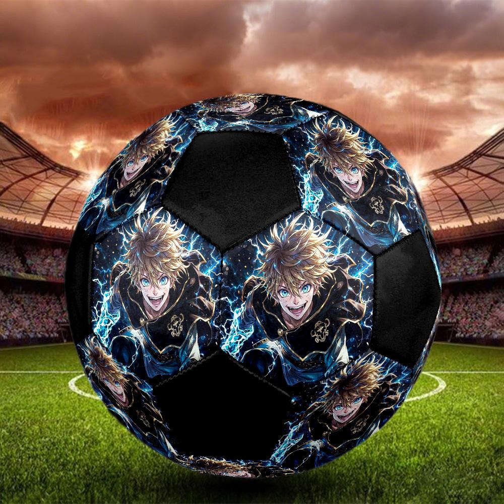 Black Clover Soccer Ball Colorful All Ages Machine Stitched PVC Competition Ready Durable High-Bounce.SIZE5